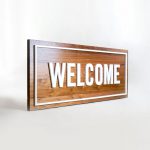 Solid walnut and white acrylic welcome sign for Columbia Church, a church in Richland, WA.