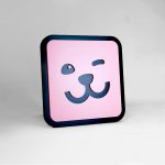 Dimensional pink app icon sign for Pawp, personalized platform to manage your pet's life and discover curated products and services.