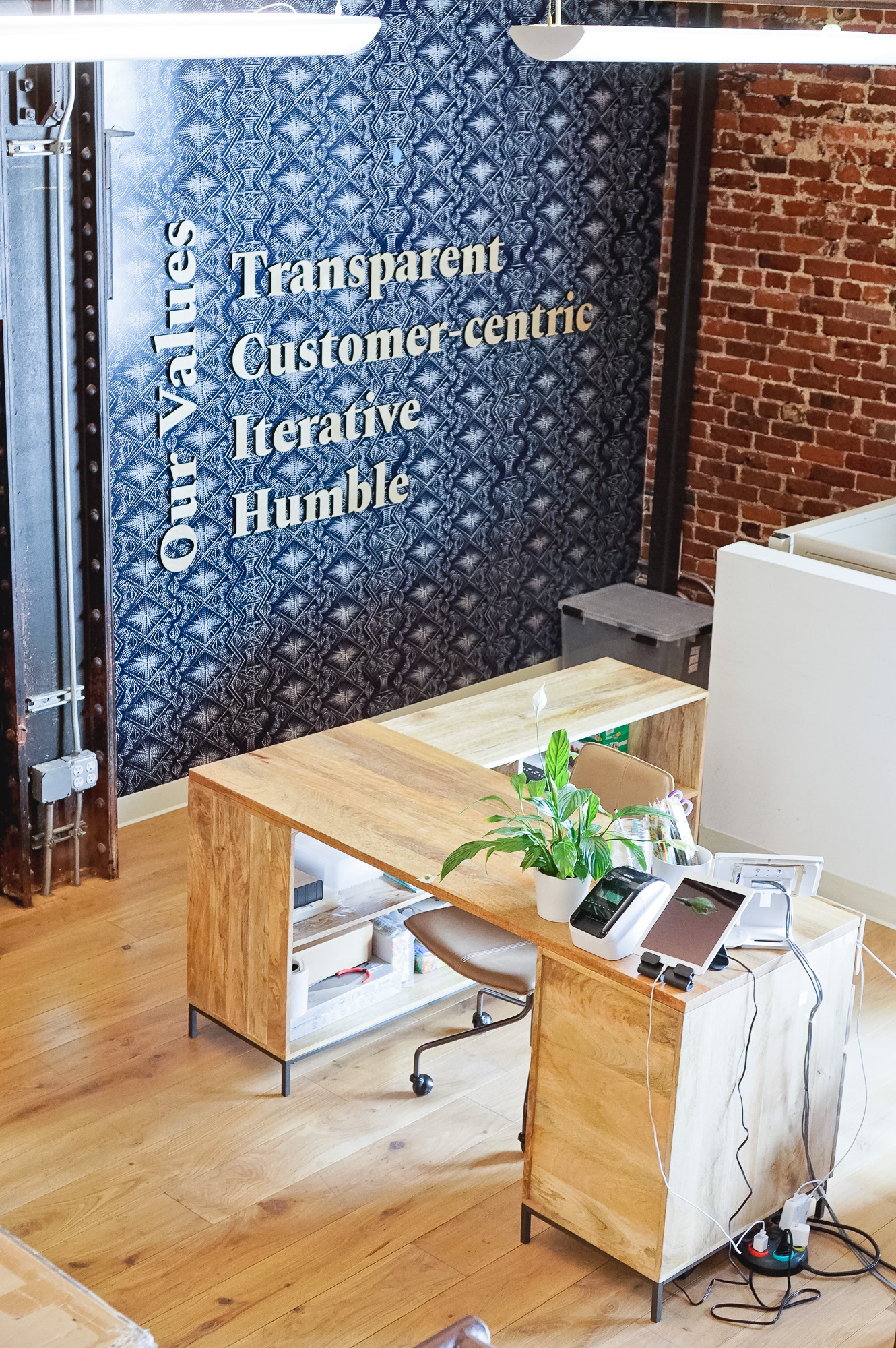 Light wood letters on blue geometric patterned wallpaper for the lobby of Zeus, a San Francisco based company providing beautiful, fully furnished homes for business travelers staying one month or longer. Light wood letters on blue geometric patterned wallpaper for the lobby of Zeus, a San Francisco based company providing beautiful, fully furnished homes for business travelers staying one month or longer.