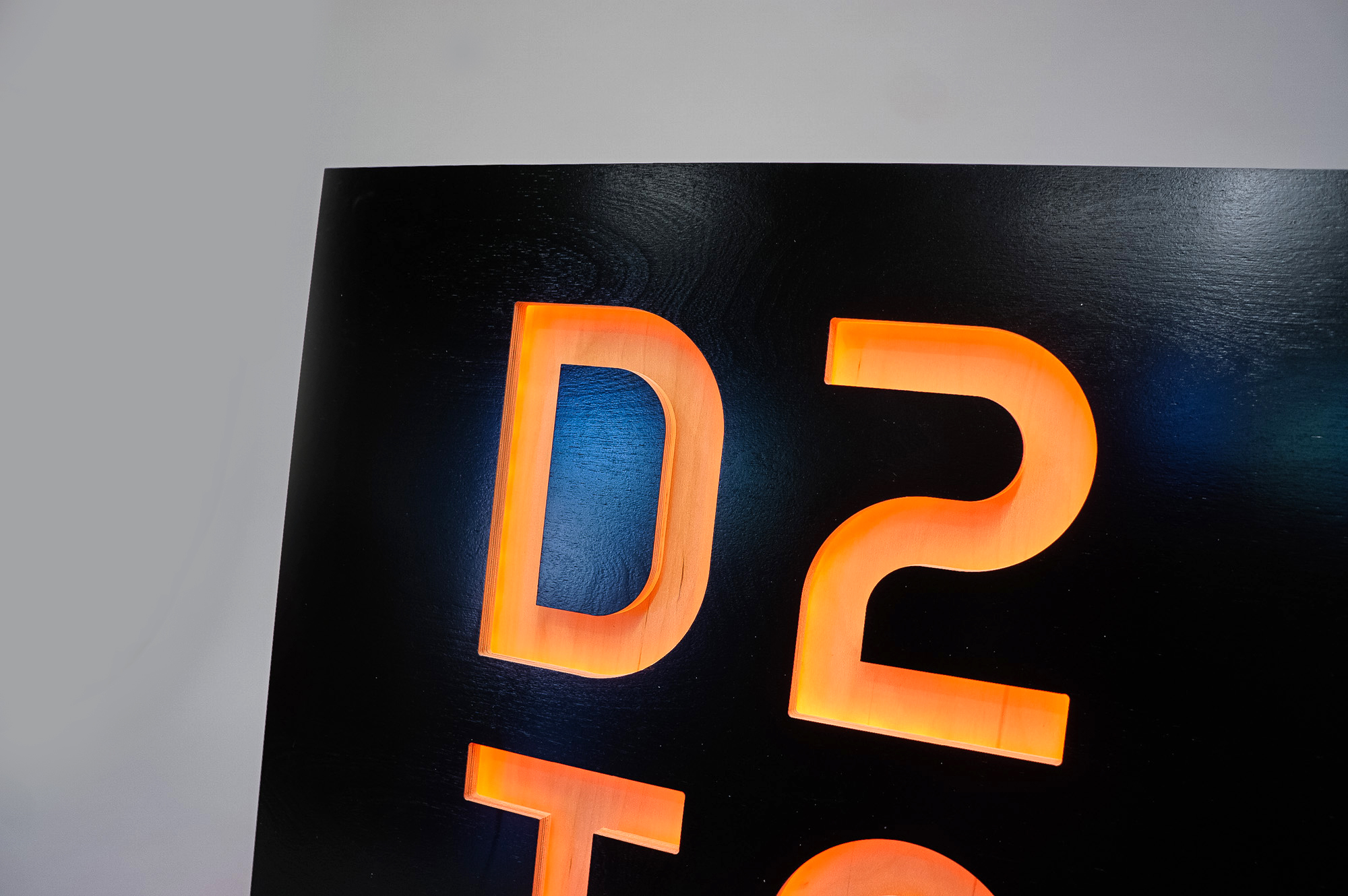 Illuminated, black painted, color changing sign for D2IQ (formerly Mesophere), an American technology company based in San Francisco, CA which develops software for data centers based on Apache Mesos. Illuminated, black painted, color changing sign for D2IQ (formerly Mesophere), an American technology company based in San Francisco, CA which develops software for data centers based on Apache Mesos.