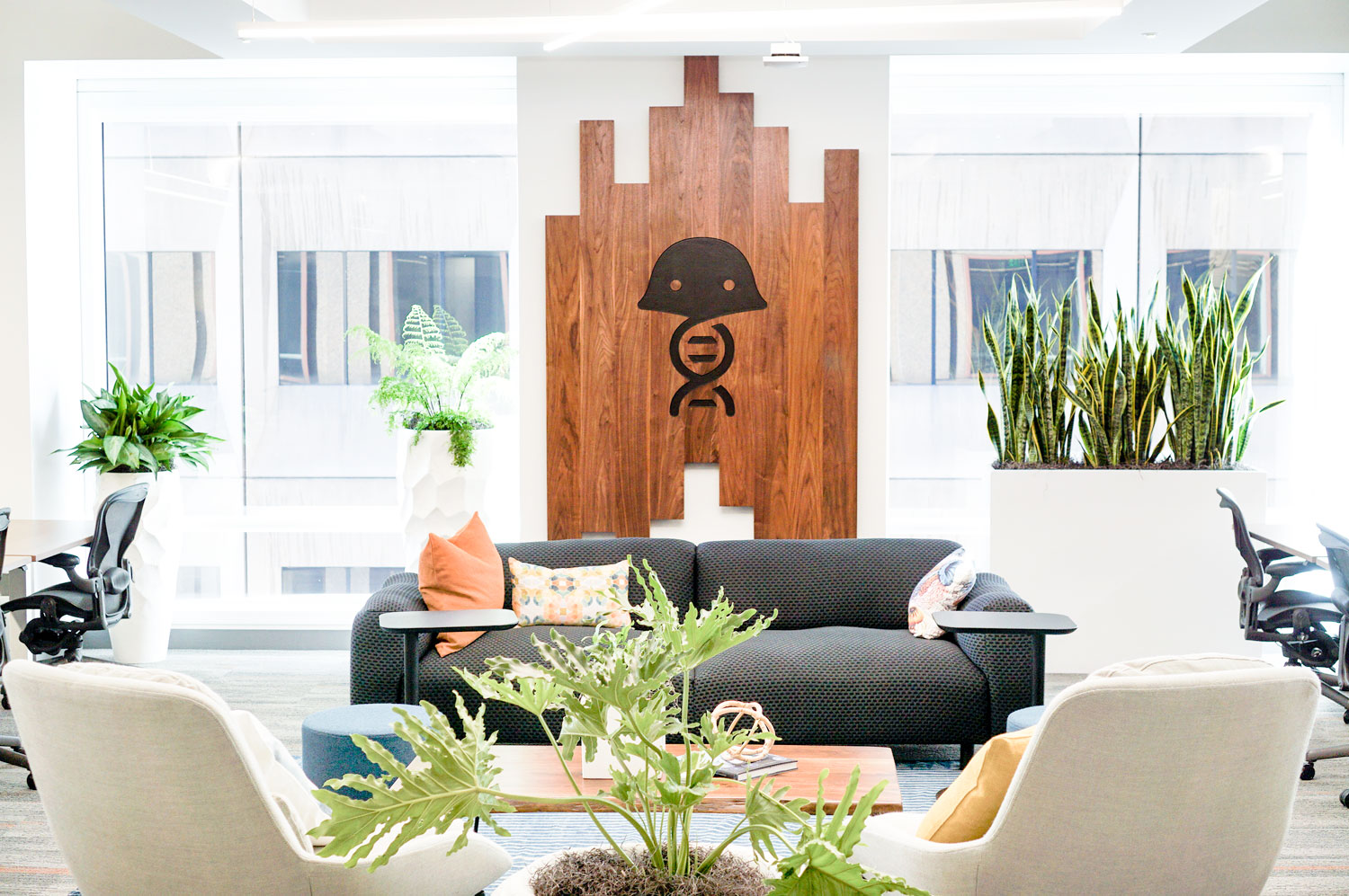 Solid walnut slat sign with engraved jellyfish for the office of Benchling, a San Francisco based company working on a unified platform to accelerate, measure, and forecast R&D from discovery through bioprocessing. Solid walnut slat sign with engraved jellyfish for the office of Benchling, a San Francisco based company working on a unified platform to accelerate, measure, and forecast R&D from discovery through bioprocessing.