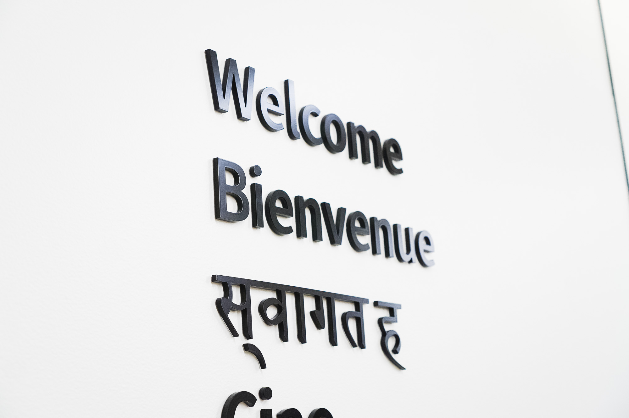 Black dimensional letters on wall listing various languages for the San Francisco office of Roostify, an integrated digital mortgage software platform. Black dimensional letters on wall listing various languages for the San Francisco office of Roostify, an integrated digital mortgage software platform.