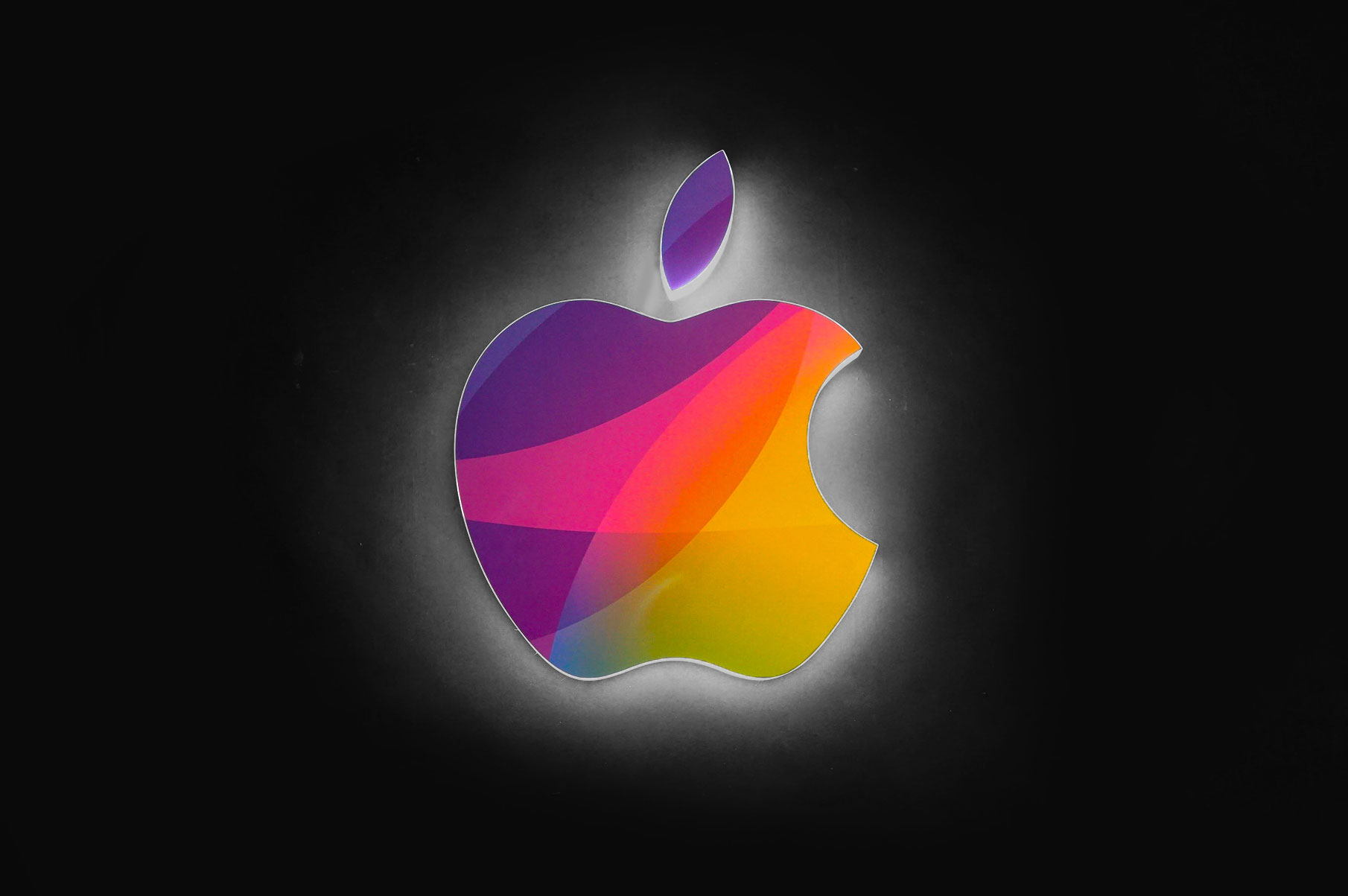 Edge lit, full color gradient illuminated event sign for Apple, a headquartered in Cupertino, California, that designs, develops, and sells consumer electronics, computer software, and online services. Edge lit, full color gradient illuminated event sign for Apple, a headquartered in Cupertino, California, that designs, develops, and sells consumer electronics, computer software, and online services.