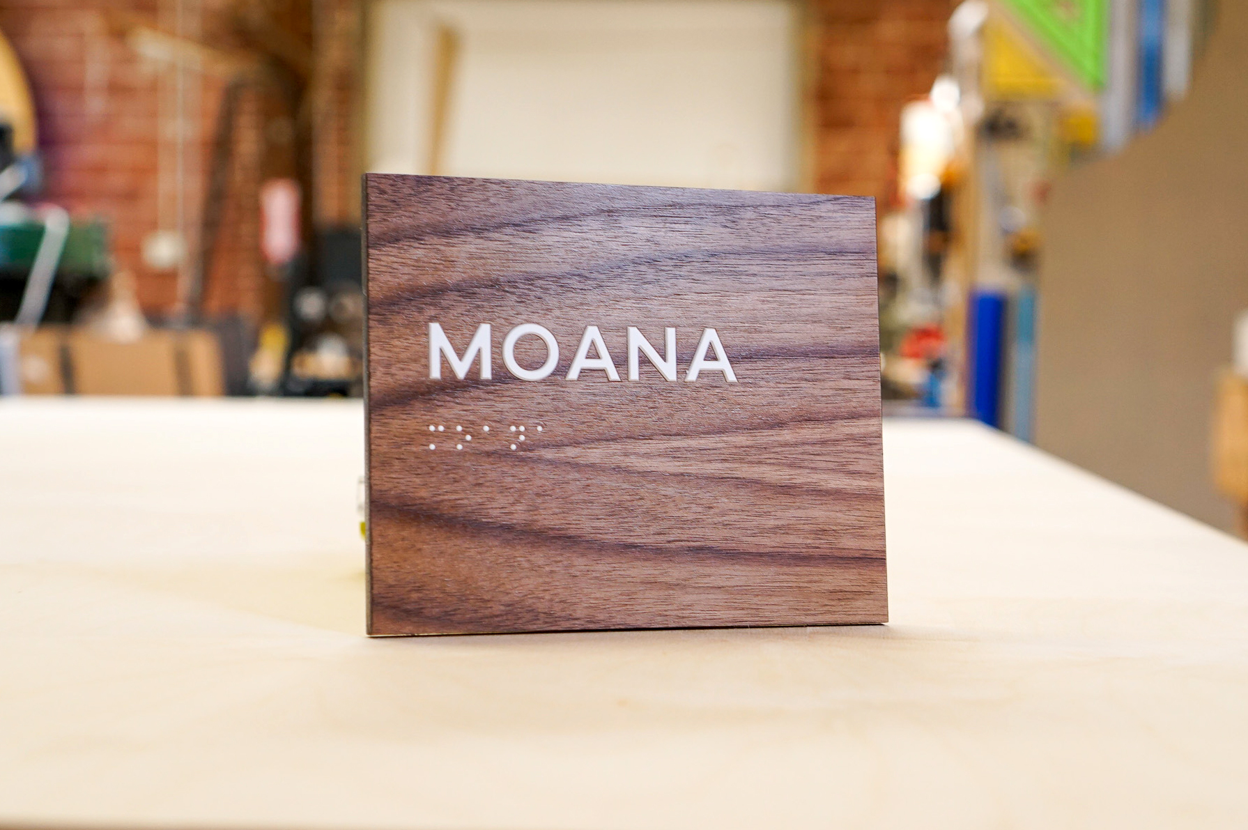 Luxe walnut wood ADA meeting/conference room signs for the office of Aquatic, a research and development company based in Chicago, IL. Luxe walnut wood ADA meeting/conference room signs for the office of Aquatic, a research and development company based in Chicago, IL.