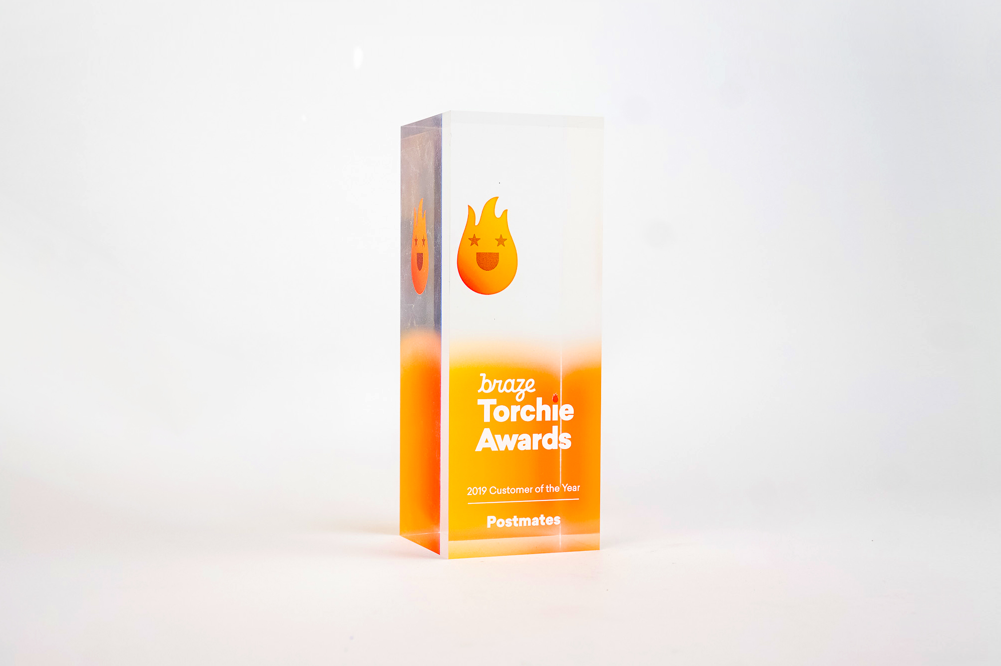 Modern, multi-side printed acrylic award for Braze, an American cloud-based software company based in New York City. Modern, multi-side printed acrylic award for Braze, an American cloud-based software company based in New York City.