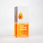 Modern, multi-side printed acrylic award for Braze, an American cloud-based software company based in New York City.