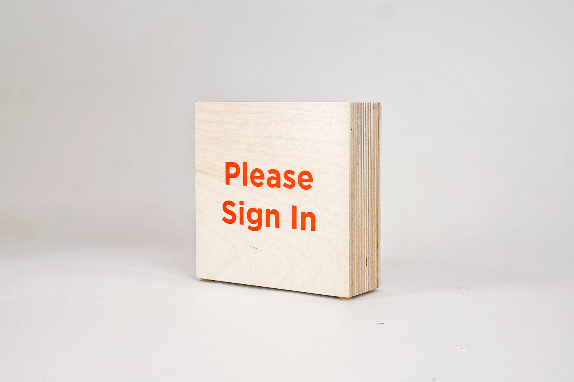 Light wood front desk sign-in sign with red letters for PubNub, a global Data Stream Network and realtime infrastructure-as-a-service company based in San Francisco, California. Light wood front desk sign-in sign with red letters for PubNub, a global Data Stream Network and realtime infrastructure-as-a-service company based in San Francisco, California.