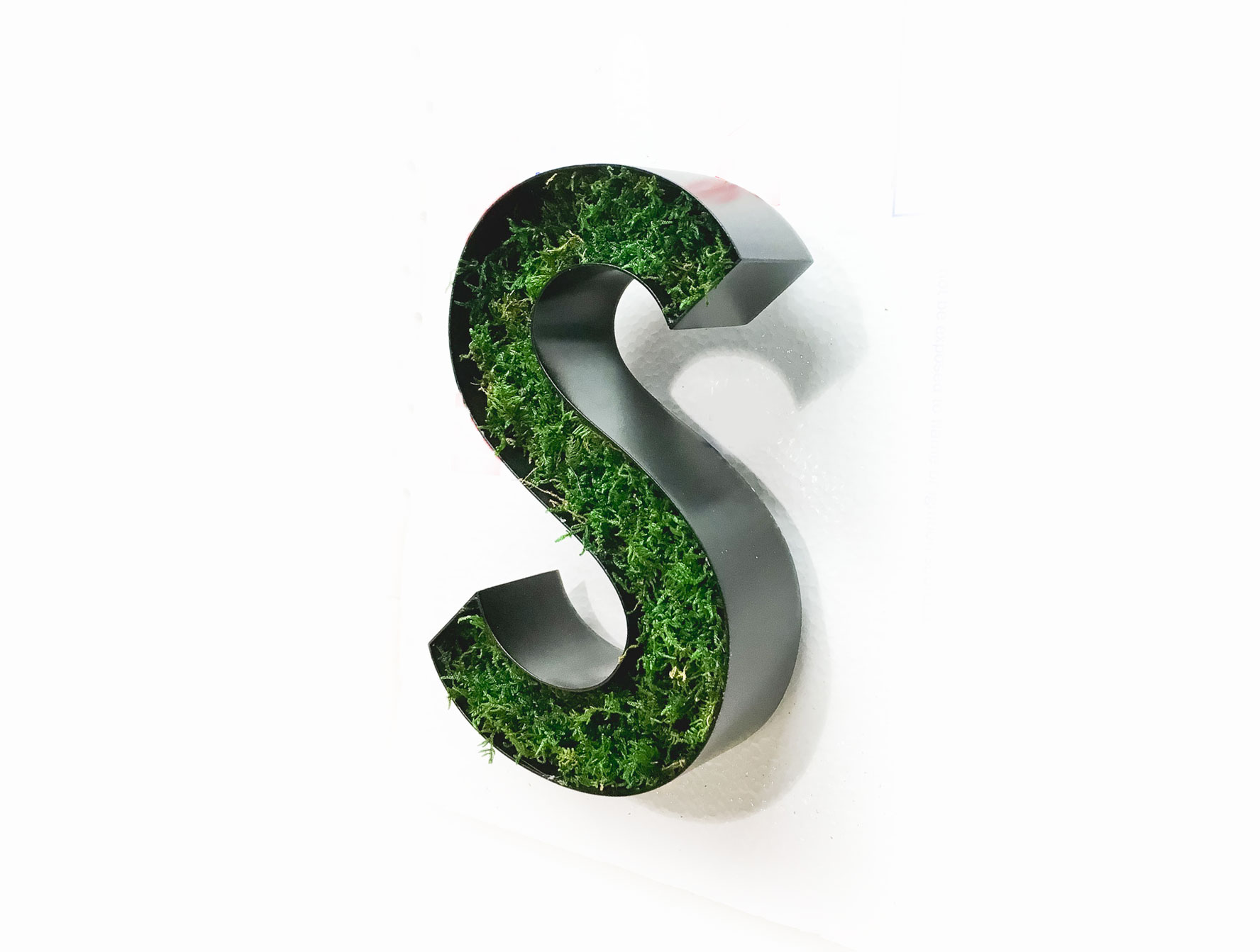 Two-toned, moss filled letters for Science37, a mobile technology and clinical trial company.