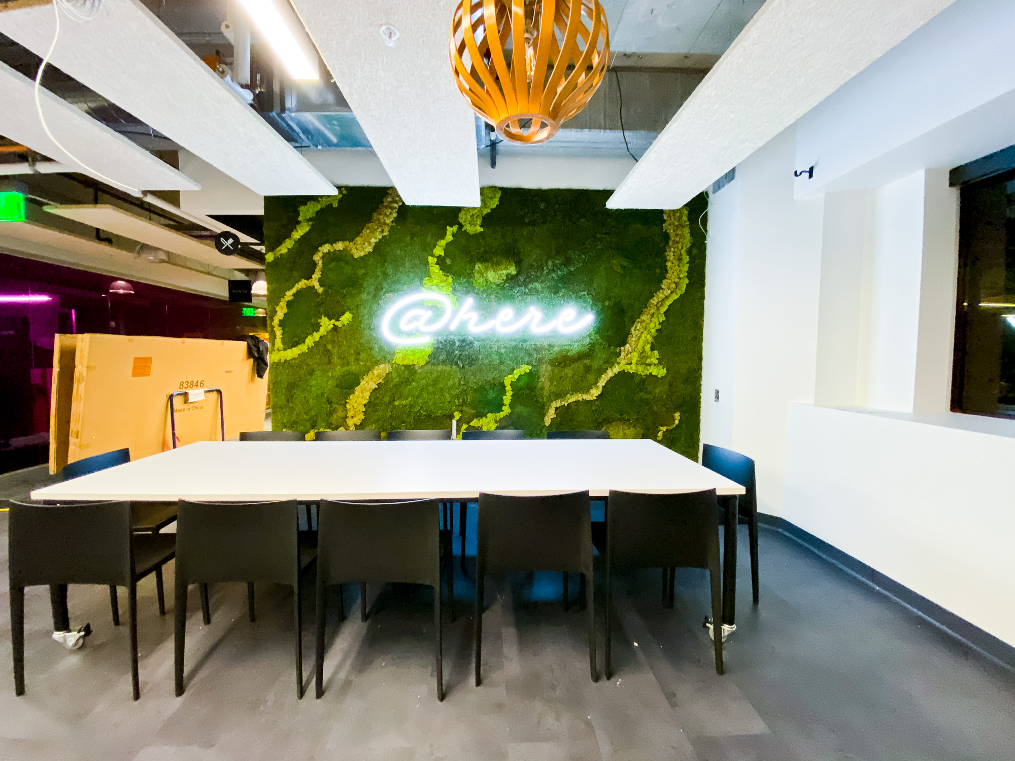 Neon-style @here sign on moss / living wall for the cafeteria/kitchen of Scale, a San Francisco based company delivering high quality training data for AI applications such as self-driving cars, mapping, AR/VR, robotics, and more. Neon-style @here sign on moss / living wall for the cafeteria/kitchen of Scale, a San Francisco based company delivering high quality training data for AI applications such as self-driving cars, mapping, AR/VR, robotics, and more.
