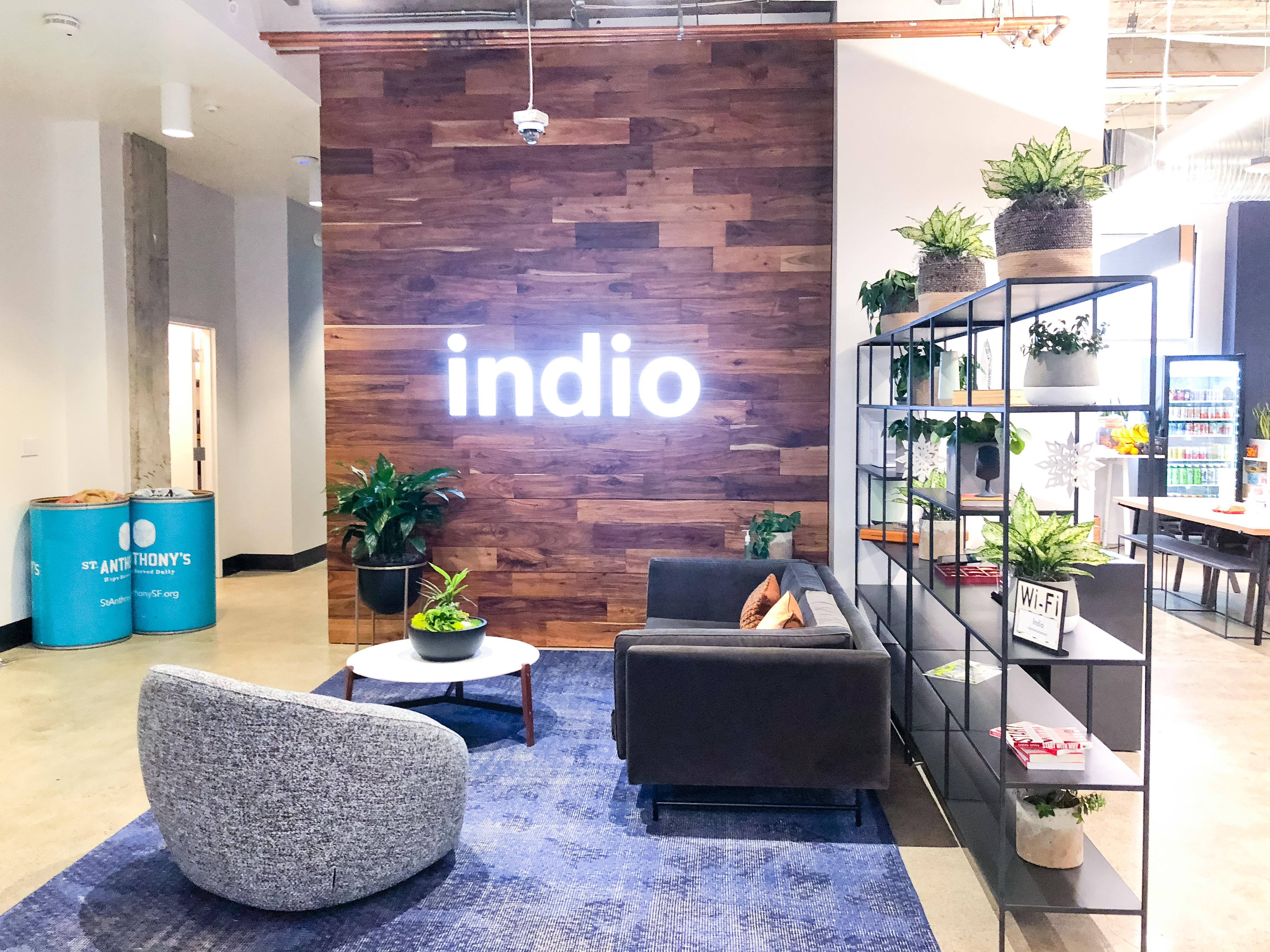 Full wall installation with dark wood and an illuminated, built-in logo for the San Francisco lobby of Indio, a company that simplifies the insurance application process for brokers and their clients. Full wall installation with dark wood and an illuminated, built-in logo for the San Francisco lobby of Indio, a company that simplifies the insurance application process for brokers and their clients.