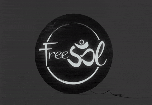 Torched wood, interior-lit, large circular wall sign for FreeSol, a fitness studio located in Styles Studios, a boutique fitness studio in Peoria, IL. Torched wood, interior-lit, large circular wall sign for FreeSol, a fitness studio located in Styles Studios, a boutique fitness studio in Peoria, IL.