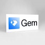 Blue gradient logo with black text on white backer board for Gem, a San Francisco based company creating all-in-one recruiting platform.