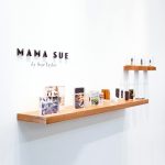 Minimal, black dimensional letters for the retail display of Mama Sue, a Berkeley, CA based company that brings cannabis to seniors.