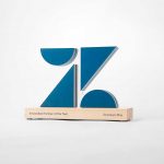 Custom cut, logo shaped partner award with optical illusion for Zendesk, a customer service software company headquartered in San Francisco, California.