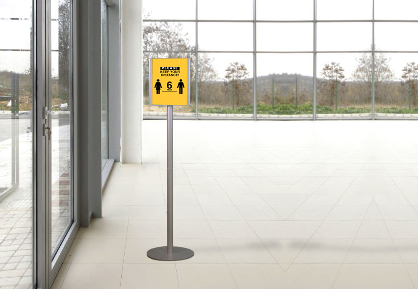Freestanding office sign for post-COVID office