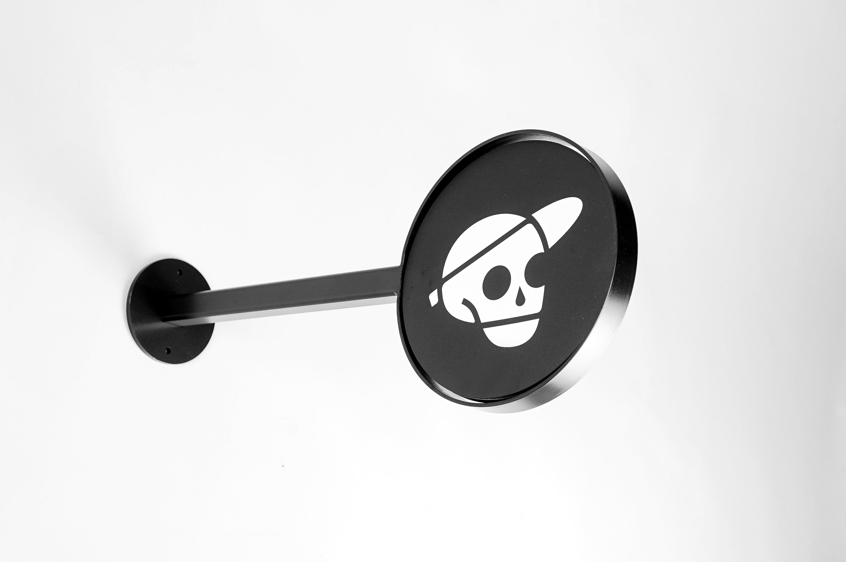 Skeleton logo on retro black interior blade sign for the studio of Reece Parker, a freelance animation director and illustrator based in Seattle, WA. Skeleton logo on retro black interior blade sign for the studio of Reece Parker, a freelance animation director and illustrator based in Seattle, WA.