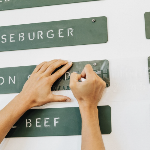 Lettering stencil kit for chalkboard menus, created by George and Willy.