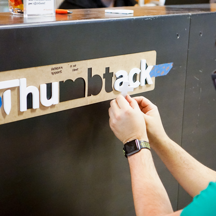 Thumbtack front desk sign process