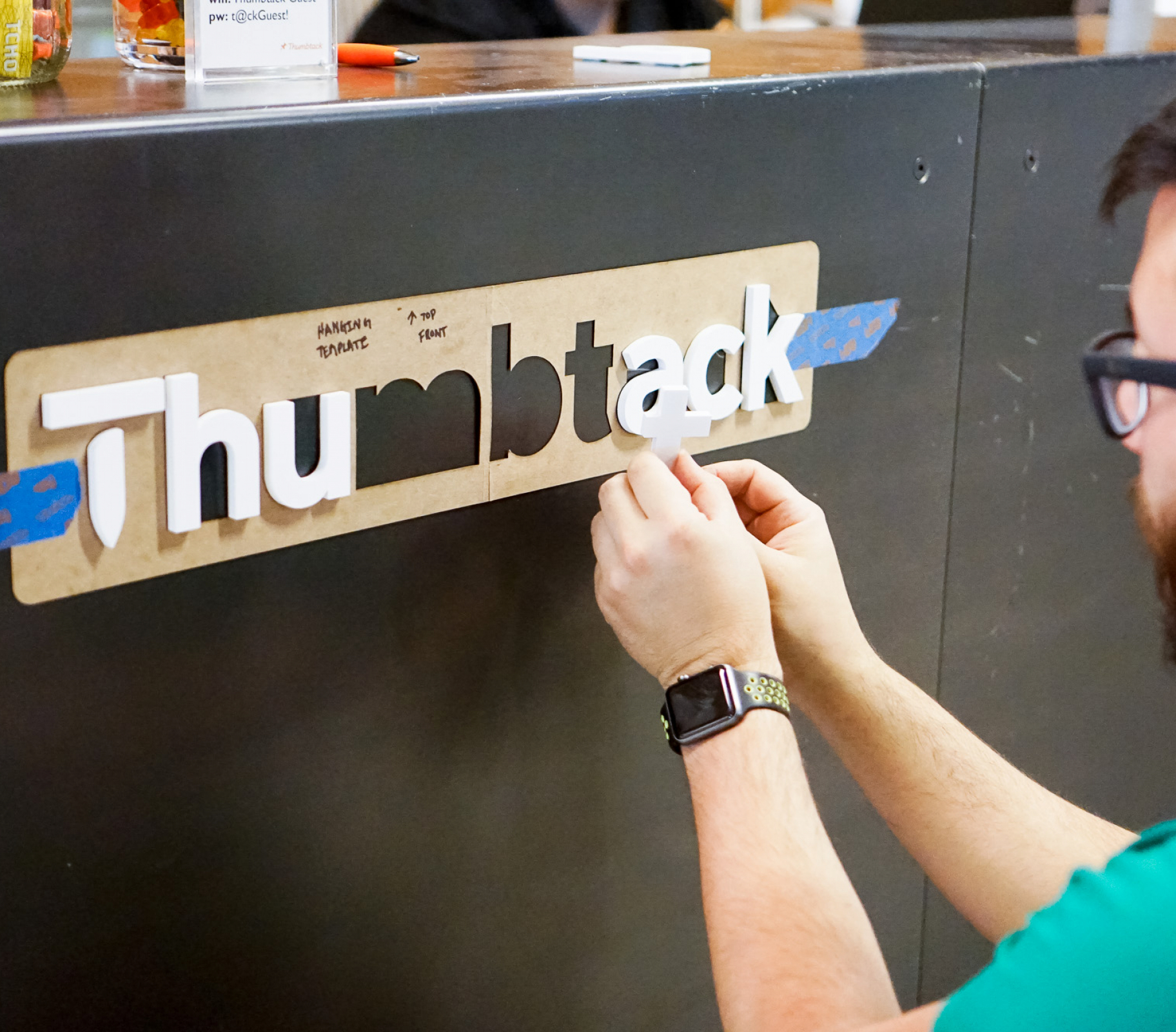 Thumbtack front desk sign process