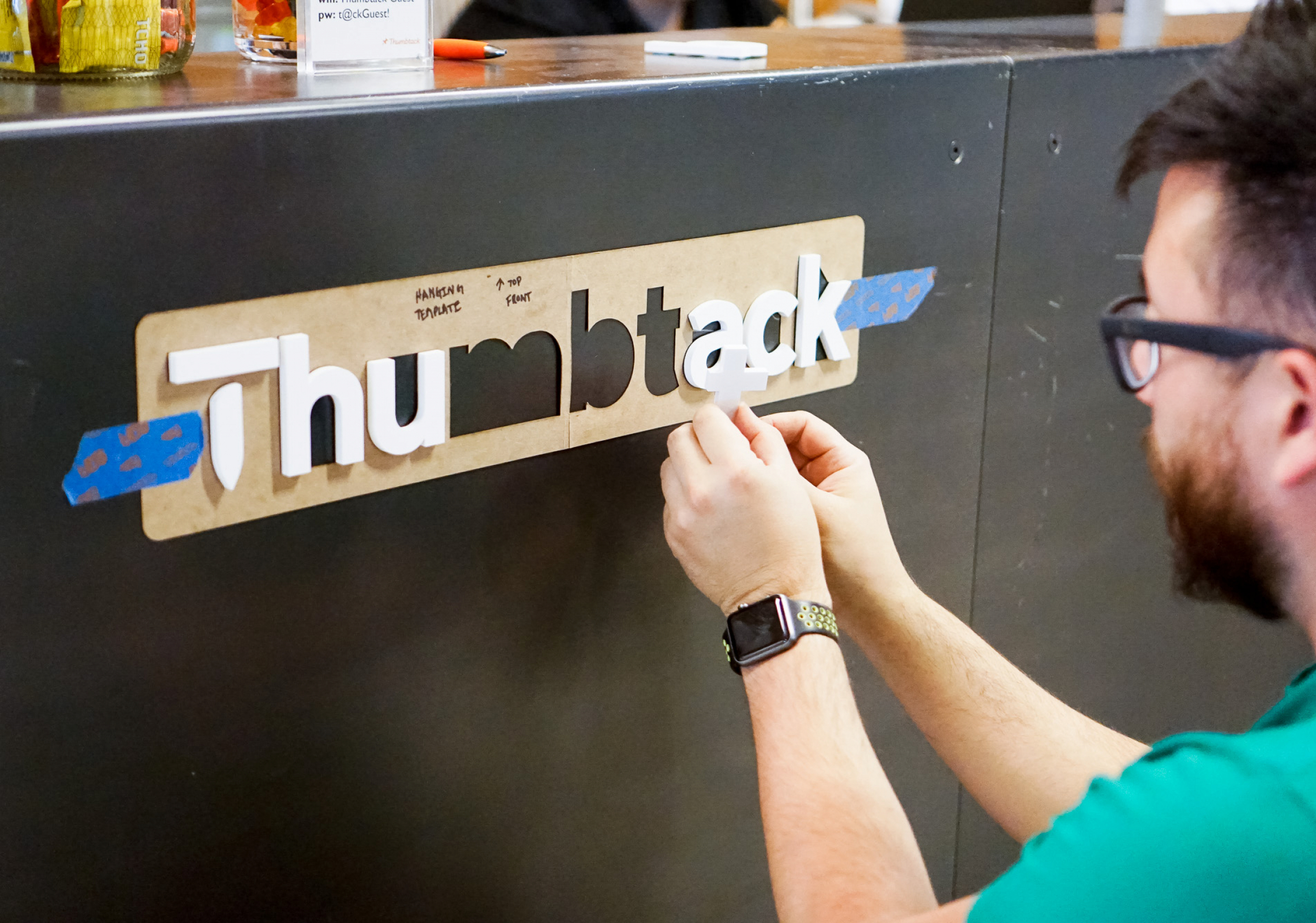 Thumbtack front desk sign process