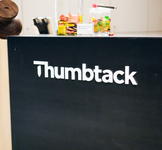 Thumbtack Front Desk Sign