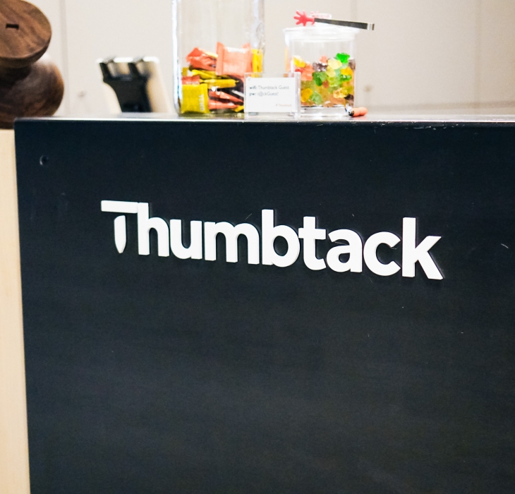 Thumbtack Front Desk Sign