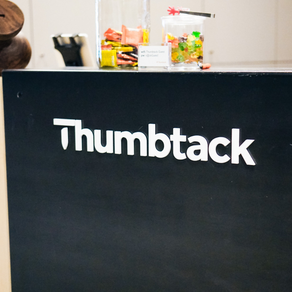 Thumbtack Front Desk Sign