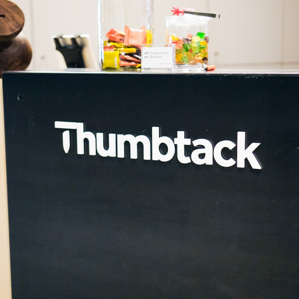 Thumbtack Front Desk Sign