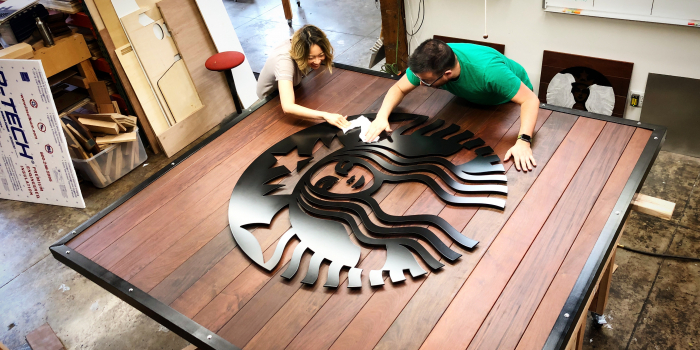 Assembling starbucks sign