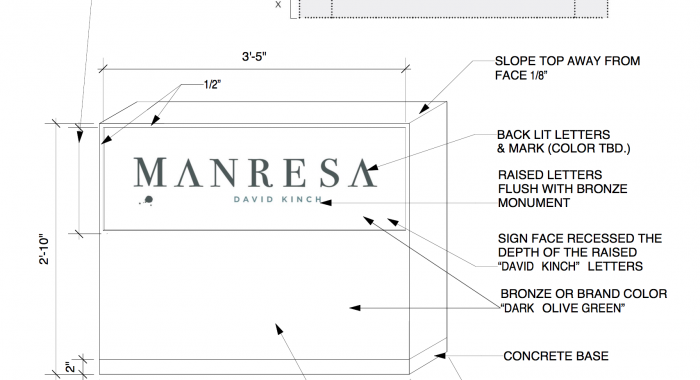 Manresa restaurant modern simple illuminated monument sign