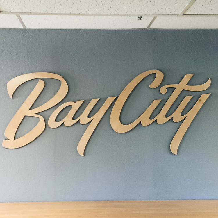 Bay City Church Wood Script Sign