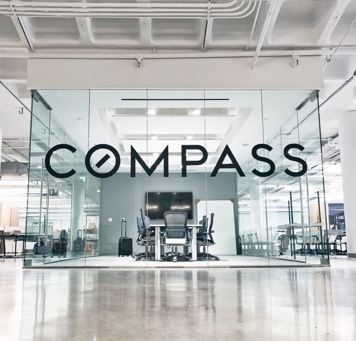 Compass Glass Board Room Sign