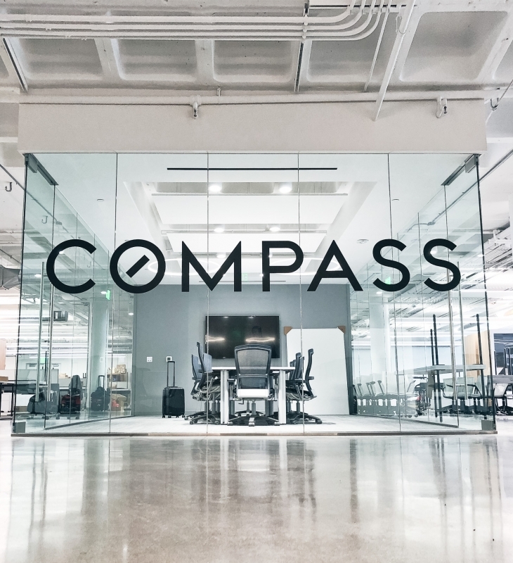 Compass Glass Board Room Sign