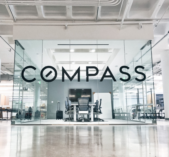 Compass Glass Board Room Sign
