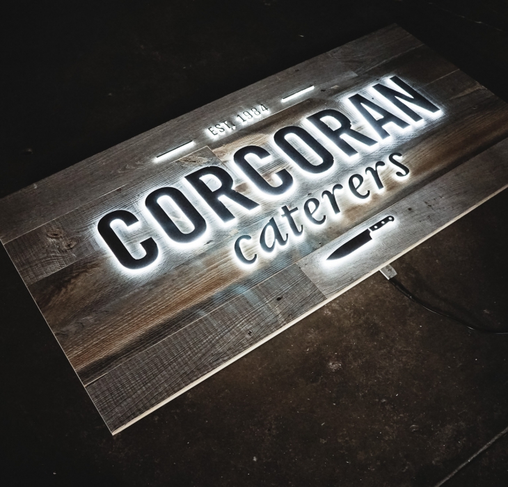 Corcoran Caterers Illuminated Sign