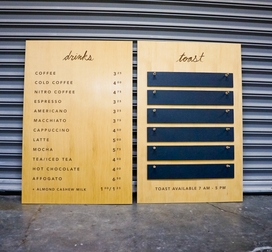 Four Barrel Coffee Changeable Menu