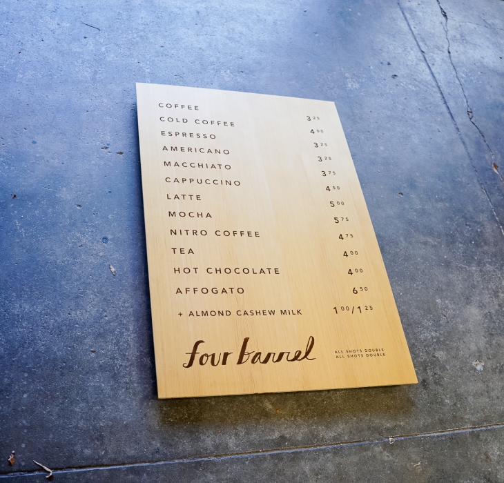 Four Barrel Coffee Menu