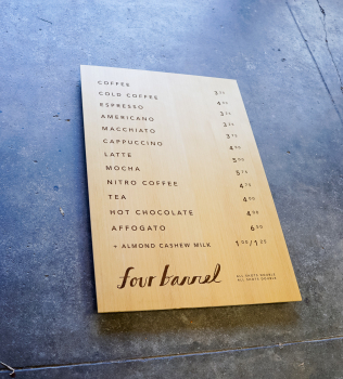 Four Barrel Coffee Menu
