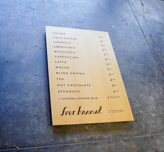 Four Barrel Coffee Menu