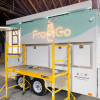 Illuminated, marquee-style sign on food truck for FroGo, a customizable, self-serve, dairy-free, frozen yogurt truck.