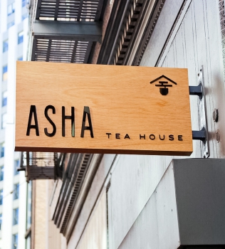 Asha Tea House Exterior Sign