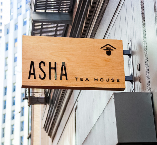 Asha Tea House Exterior Sign