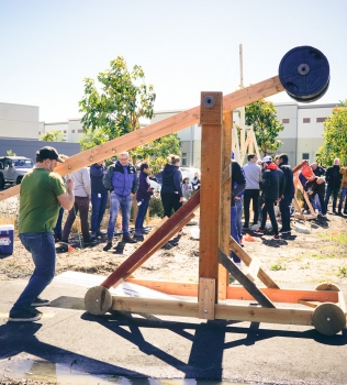 A team finds camaraderie—by building a giant catapult.