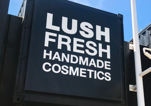 Lush San Francisco Zephyr Walk Large Black and White Modern Retail Container Sign Lush San Francisco Zephyr Walk Large Black and White Modern Retail Container Sign