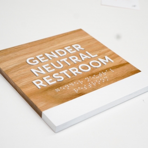 slack custom ada light wood restroom sign with braille slack custom ada light wood restroom sign with braille