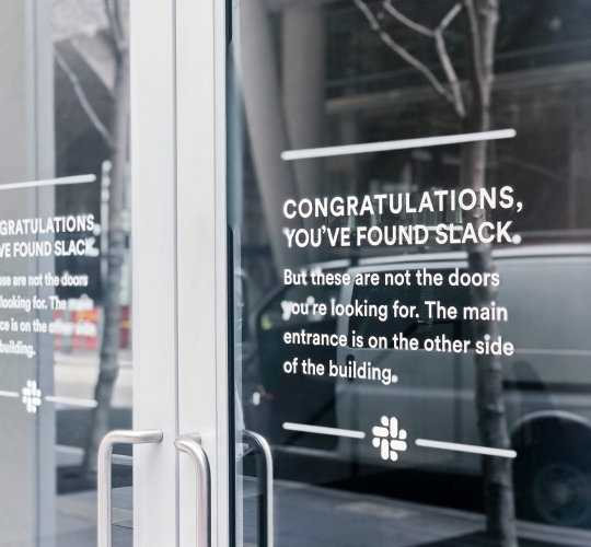 Slack Glass Door Signage