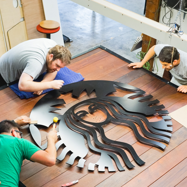 Assembling starbucks sign