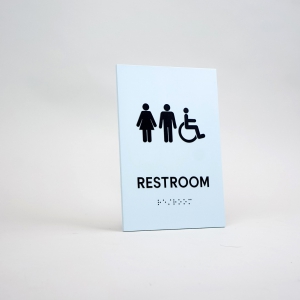 Custom ADA restroom sign for The Wing, a co-working space in San Francisco.
