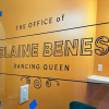 23k gold leaf signage honoring the names of iconic women, on glass doors at The Wing San Francisco, a co-working space for women.