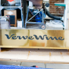 Verve Wine Copper Brass Bronze Modern Retail Hanging Blade Sign with script